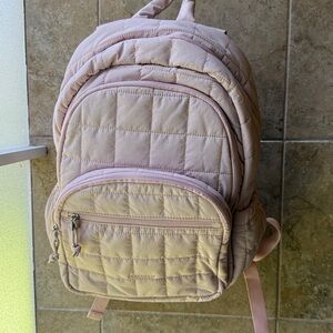 Bagsmart Quilted Backpack Blush Pink Lightweight Travel Work Study Laptop Bag